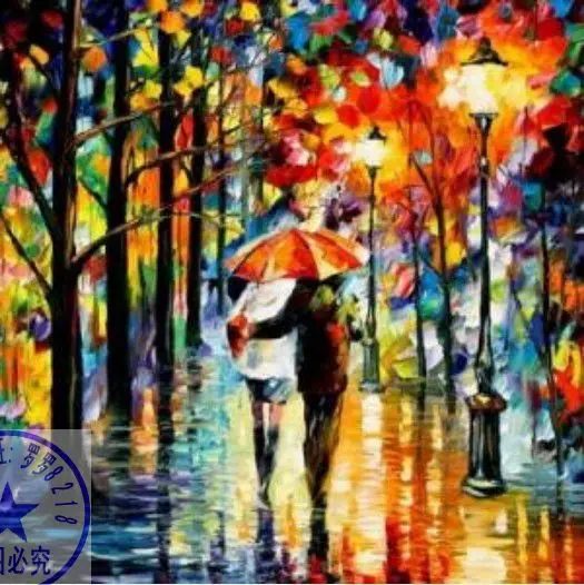 CS-536 cross stitch kit lover in the rain raining, oil painting cross stitch.jpg