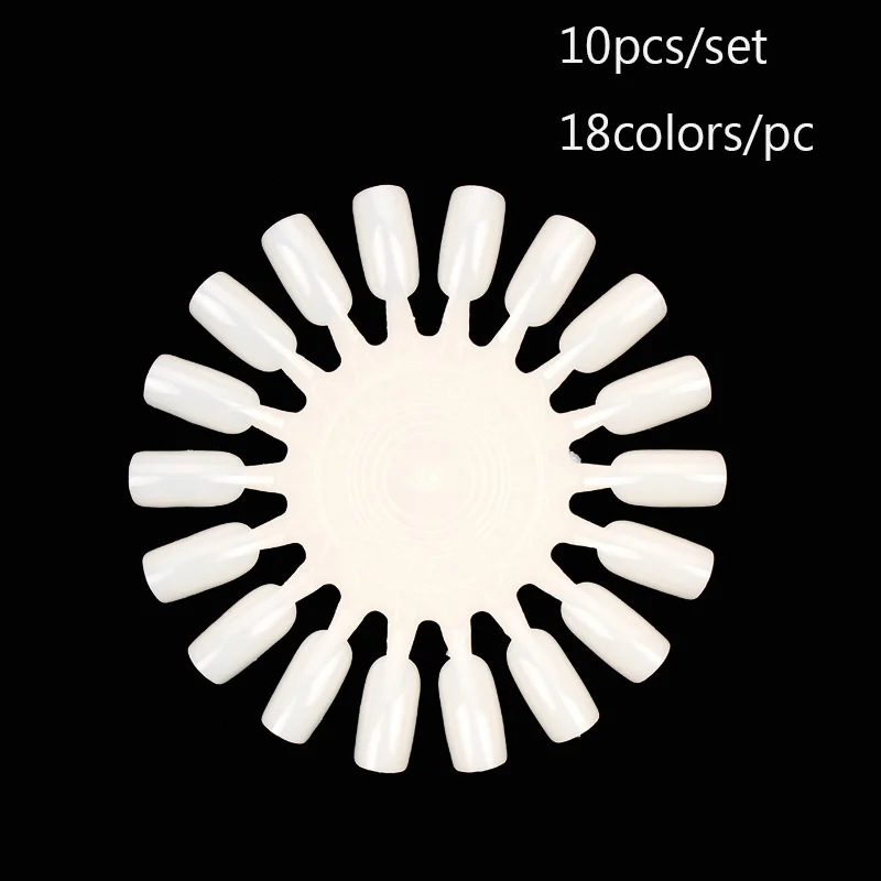 

10pcs/set 18tips False Nail Art Tips Display Natural White Practice Wheel Polish Color Chart Board,Manicure Nail Tools