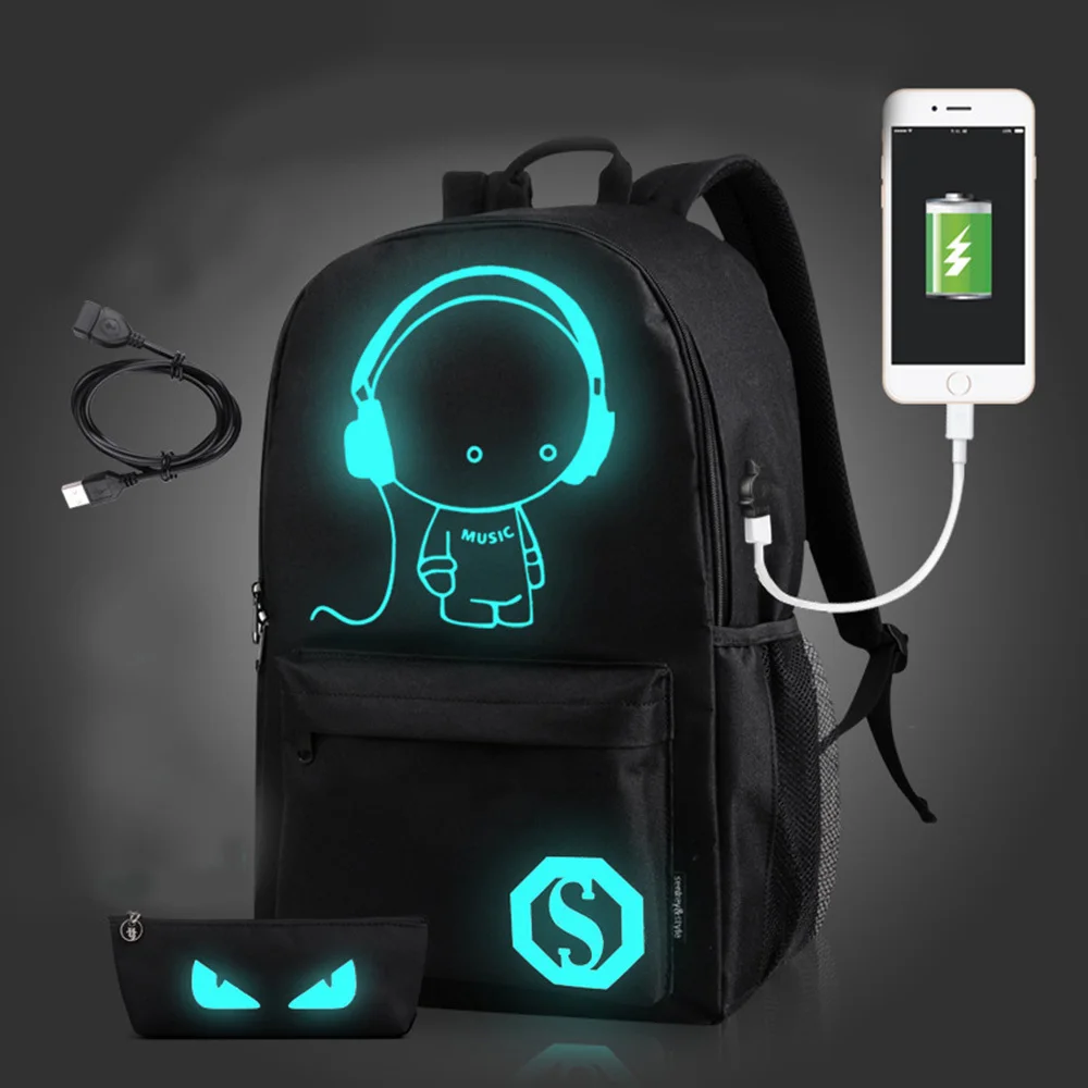 Модная сумка унисекс с USB зарядкой холщовая дорожная для мужчин и женщин рюкзак