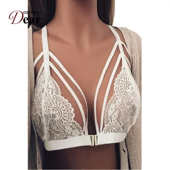 

Comeondear Lace Floral Sheer Bra Top Seamless Sexy Bralette Transparent Cup Bras Crop Top Unpadded Lace Bralette Top RJ80546