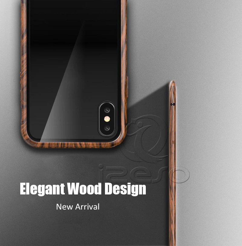 Магнитный чехол с деревянным дизайном для iPhone X XS роскошный металлический бампер