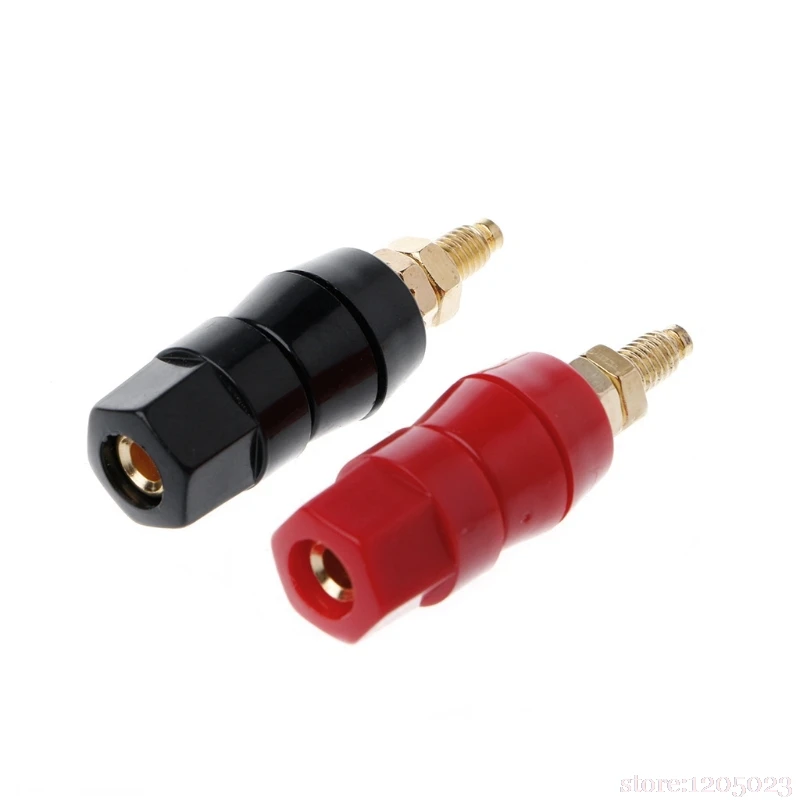 

NEW 1 Pair 4mm Banana Plug Red Black Connector Amplifier Terminal Binding Post Speaker Jack