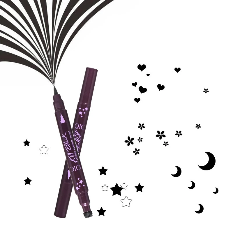 

QIC Brand Eye Beauty Tools Double Head Long Lasting Natural Eyeliner Stamp Pencil Eye Makeup Quick Dry Eye Liner Stamp Cosmetics