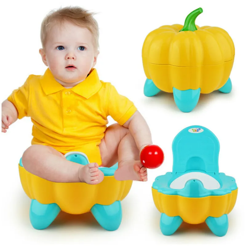 Pumpkin Shape Kid Toddler Potty Training Toilet Fun Bright Hygienic Bathroom 