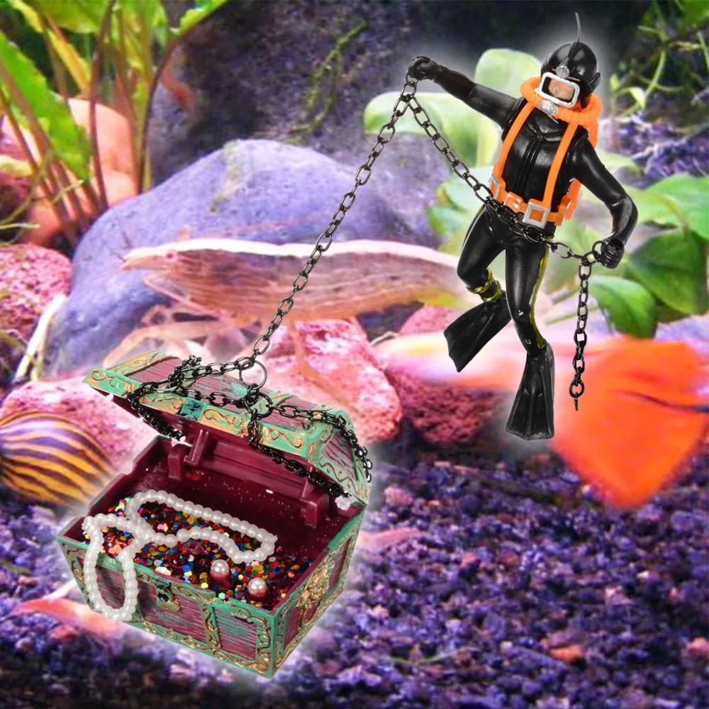Mayitr 2017 Air Action Diver Охотник за сокровищами груди Декор аквариум украшения подводный Пейзаж украшения
