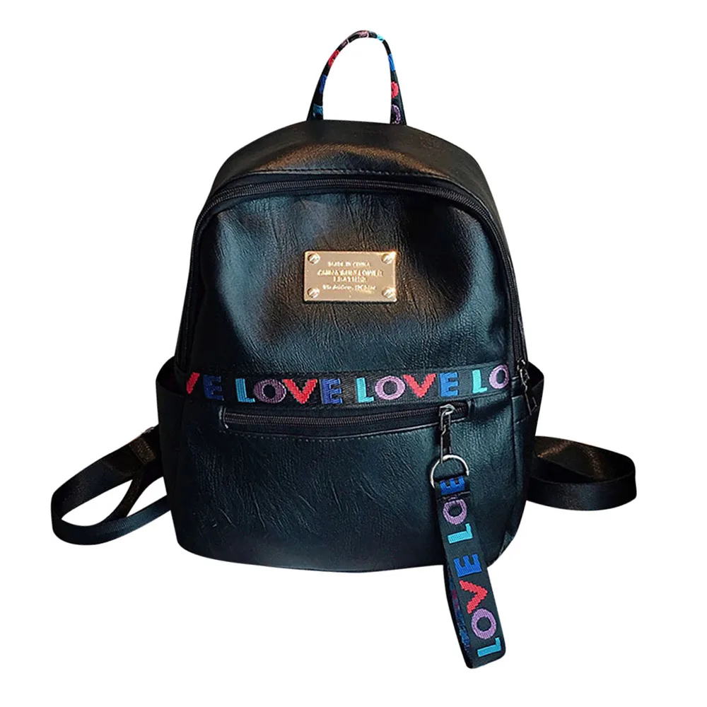 Women Letter Print Backpack Black Leather Travel School Bag Small Rucksack Women School Bags For Teenage Girls #Zer Women Letter Print Backpack Black Leather Travel School Bag Small Rucksack Women School Bags For Teenage Girls #Zer
