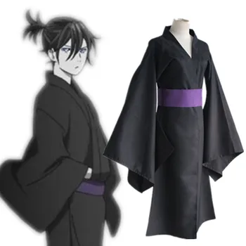 

Japan Anime Noragami Yato Cosplay Costume Full Set Black Kimono Yukata ( Clothes + Belt ) Halloween Party Dress