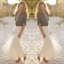 KANCOOLD/женские юбки для девочек, женские сексуальные юбки, двухслойный гофрированый кружевной длинный макси-юбка с эластичной талией, Однотонная юбка MAR1