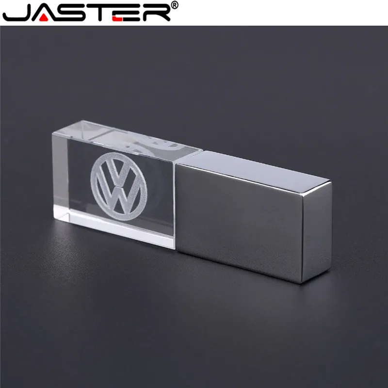 

JASTER VW crystal + metal USB flash drive pendrive 4GB 8GB 16GB 32GB 64GB 128GB External Storage memory stick u disk
