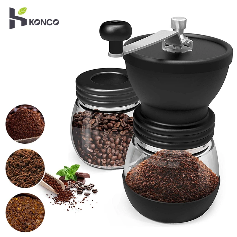 KONCO Manual Coffee Mill Grinder with Ceramic Burrs Two High quality