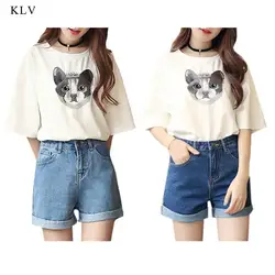 KLV/Для женщин Мода Повседневное Высокая Талия Джинсовые шорты женские летние шорты брюки джинсы