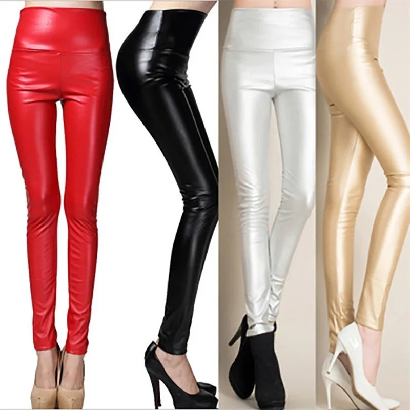

Plus Size Fitness Women's Casual Leggins High Waist Faux Leather Leggings Women Black Sexy Legging Calzas Mujer Push Up Leggins