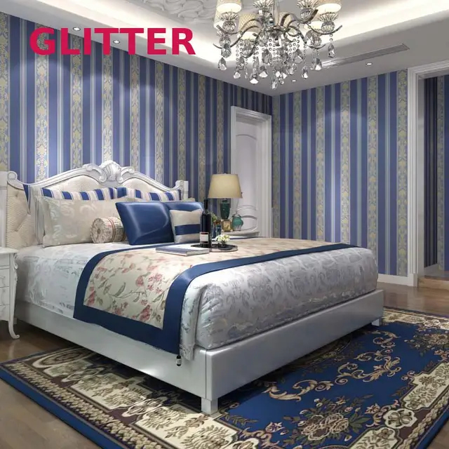 Italiaanse Stijl Donkerblauw Gestreepte Behang Pvc Woonkamer Behang ... Italiaanse Stijl Donkerblauw Gestreepte Behang Pvc Woonkamer Behang ...