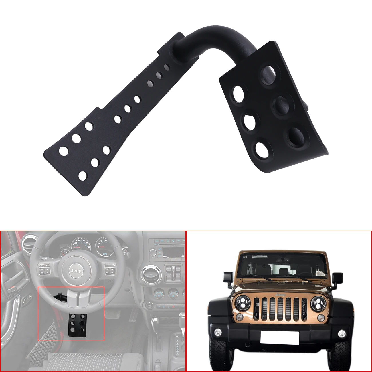 Red / Black Heavy Metal Left Side Foot Rest Kick Dead Pedal Panel Pads