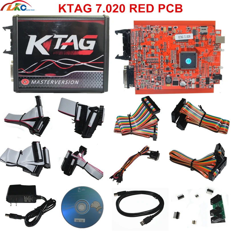 Красный KTAG V7.020 онлайн версия ECU красный PCB без жетона ограничен через Tricore лучший ECU программист и чип Тюнинг инструмент для