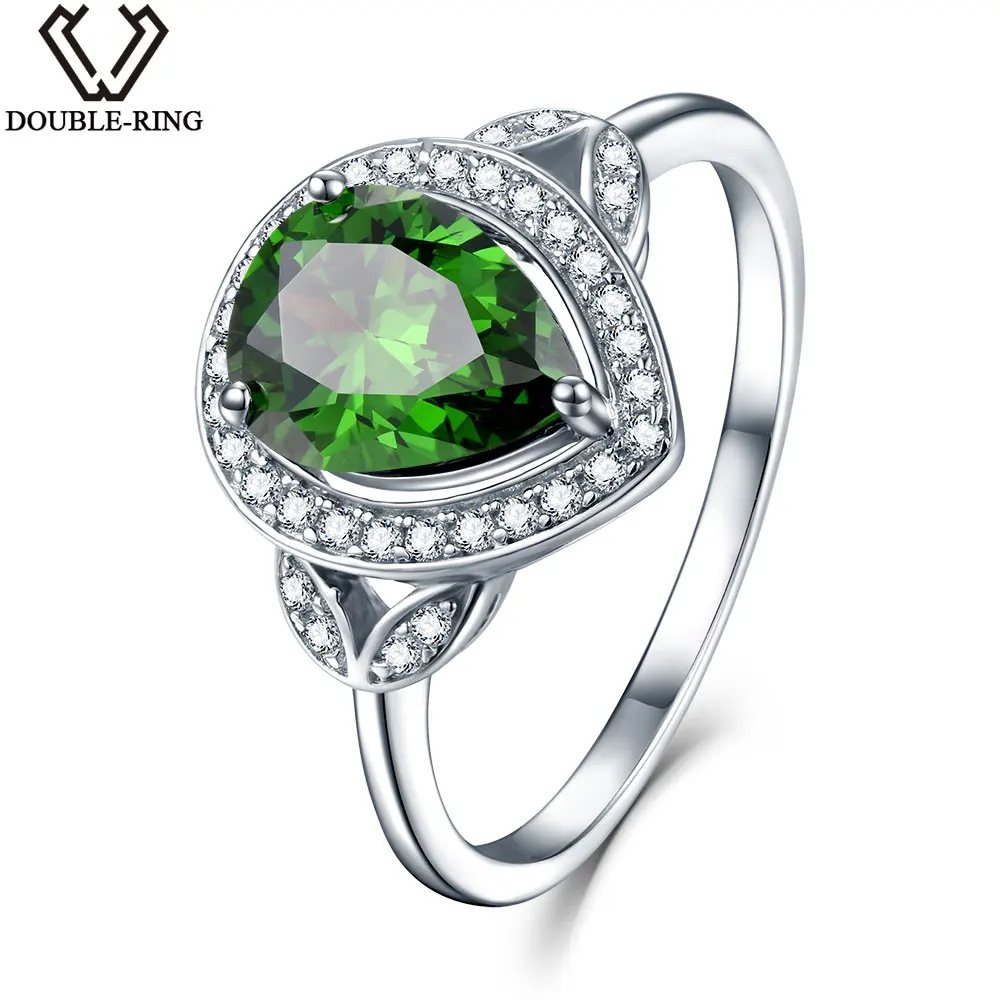DOUBLE R Created Emerald Gemstone 925 Sterling Silver Zirconia