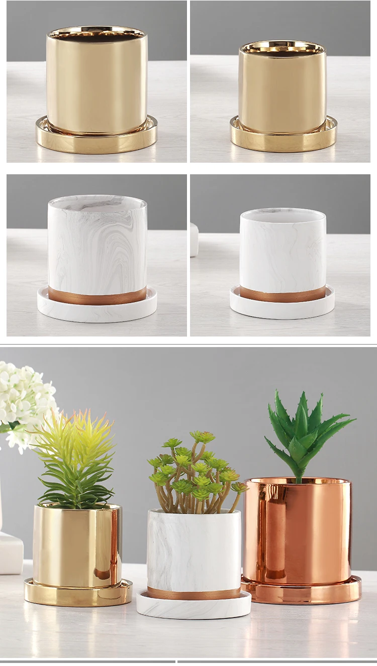 Покрытая золотом/серебром керамическая ваза для гостиной и сада, цветочный горшок, аристократические украшения комнаты, аксессуары для украшения дома