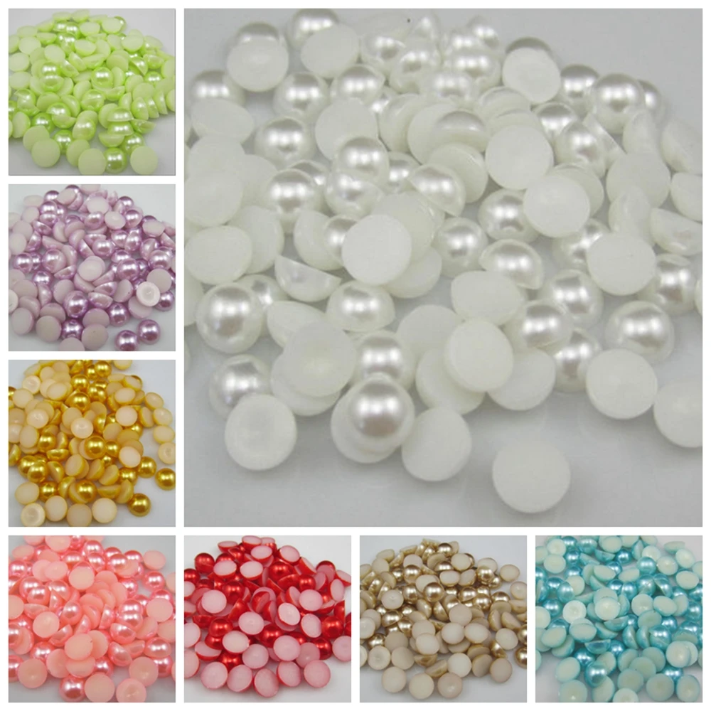 Half Round Resin Imitation Flatback Pearl Beads for Jewelry Making Nail Art Dec