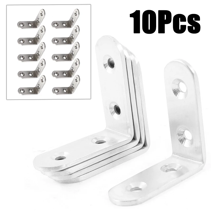

10pcs Angle Bracket Joint Shelf Support L Shape Stainless Steel Connector Useful