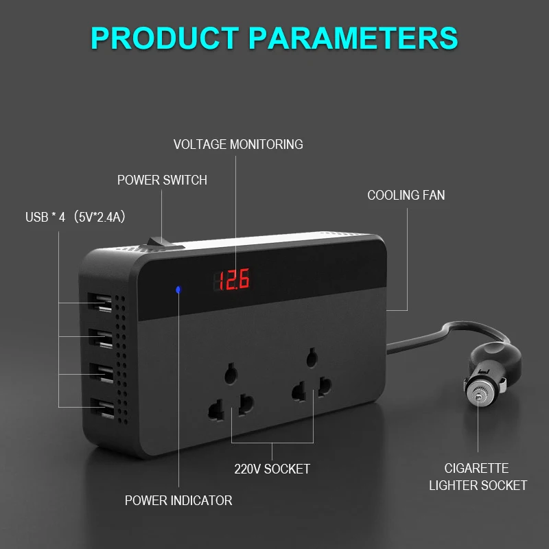 Автомобильный инвертор DC 12 В/24 В 200 Вт 120 Вт до 220 В 110 В мощность с 4 Зарядка с usb-разъемом автомобильный прикуриватель автостайлинг