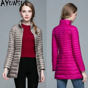 

AYUNSUE Women's Down Jacket Autumn Winter Ultra Light Down Jacket Women Plus Size Long Duck Down Puffer Coat 2020 KJ2491