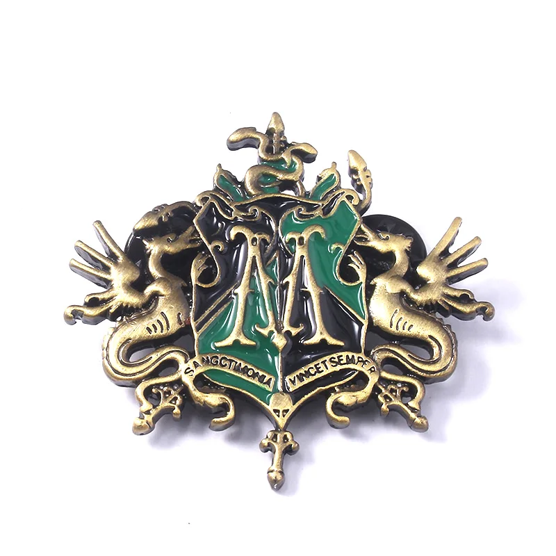 

HP Green Brooch M Letter Malfoy Family Badge enamel pin movies brooches jewelry vintage Denim Jackets Collar Badge Pins Button