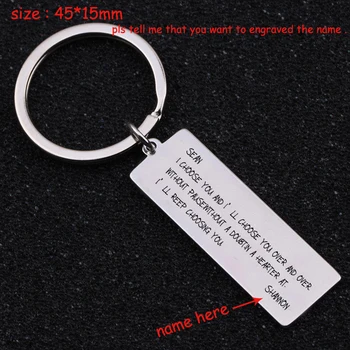 

Keychain Engraved I Choose You And I'll Choose You Over And Over Personalized Name For Lovers' Fashion Gift Key Ring Holder Tag