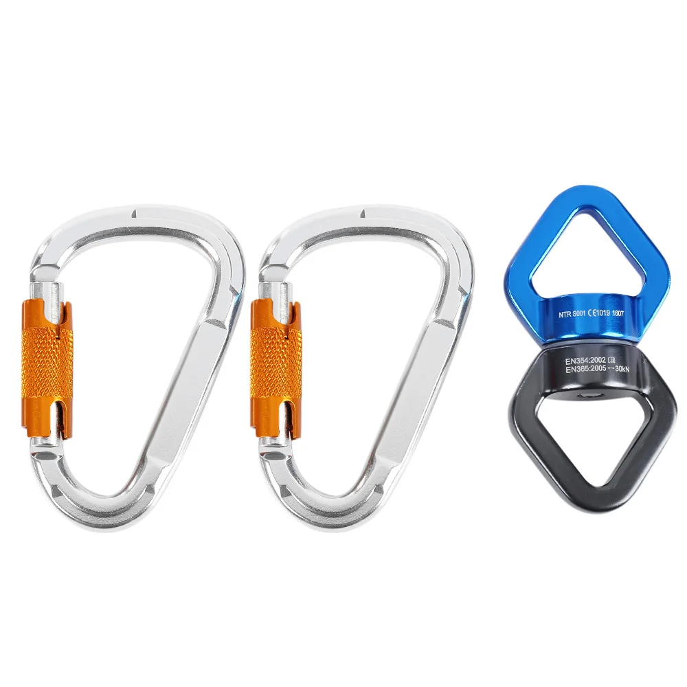 

3pcs Rock Climbing Kit Rotational Rope Swivel Connector D-shaped Mountaineering Buckles Outdoor Climbing Camping Tool