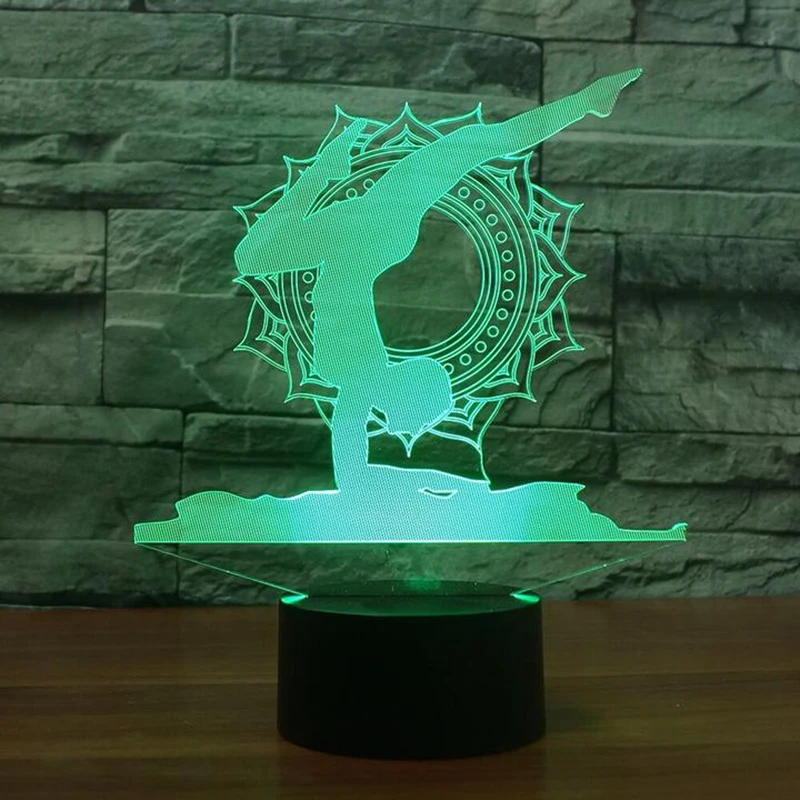 USB настольная лампа для йоги 3D LED Lampara танцор ночные светильники 7 видов цветов
