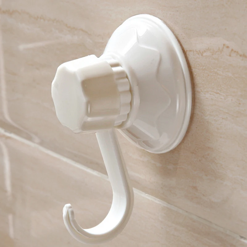 2PCS vacuum suction cup hook strong wall mounted white plastic reusable