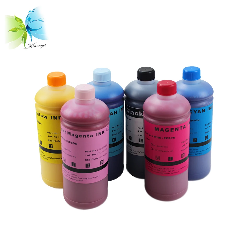 Winnerjet 6 видов цветов чернила подходят для мелованной бумаги с высоким глянцем для татуажа, пигмент для мануального татуажа Epson L1800 L300 L800 LL801 L805 L1800 принтер