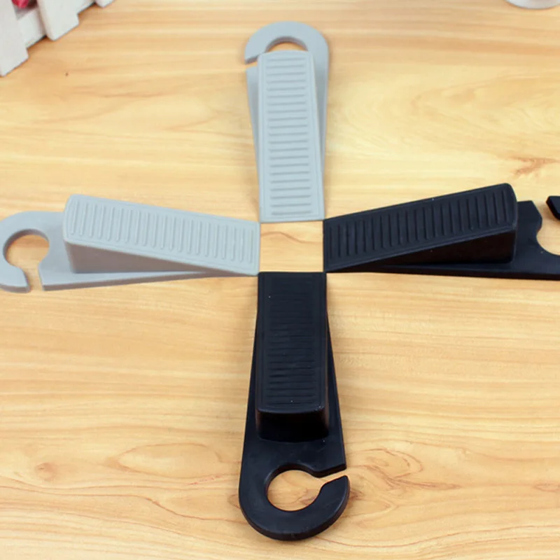 2pcs Door Wedge Shaped Rubber Doors Stopper Doorstops Floor Kids Safety Guard Finger Protect with Hook S7JN