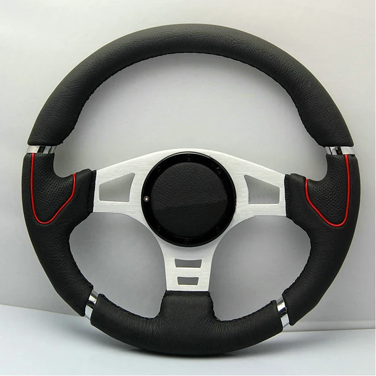 

Universal Fits Racing Sport 13064A/340mm PU Leather Deep Dish Alloy Steering Wheel