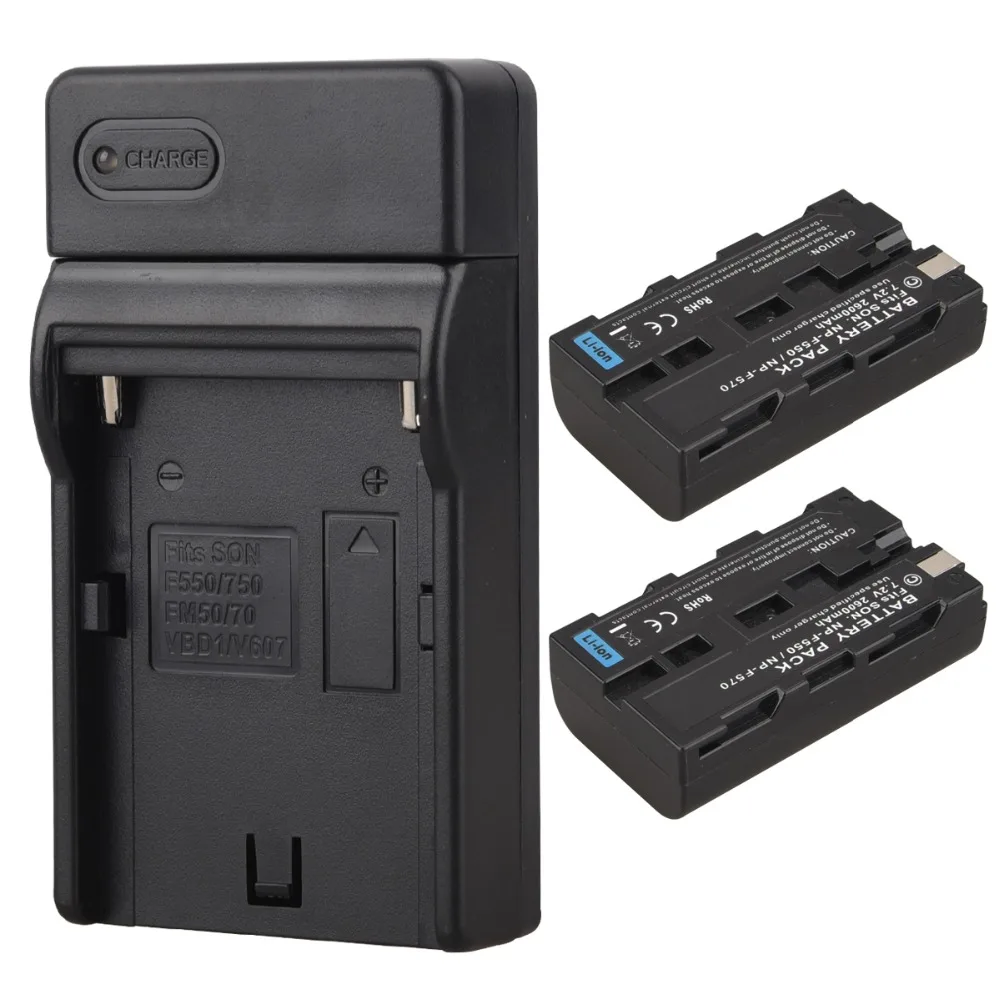 2x 2600mah NP F550 NP F570 Rechargeable Camera Battery Pack with