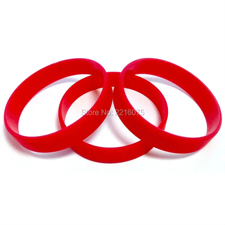 100pcs Red silicone wristband rubber bracelets free shippingin Cuff