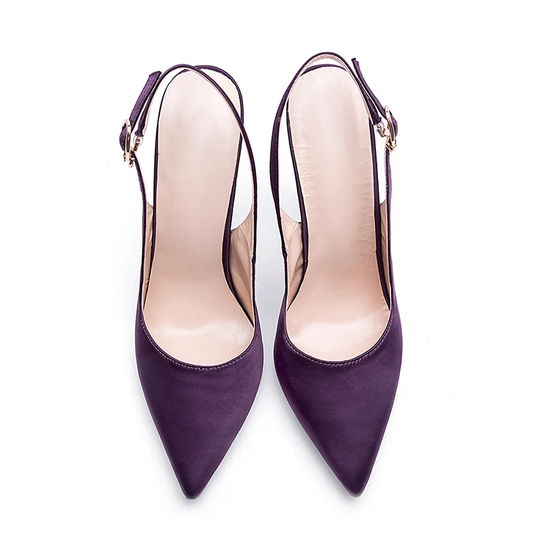 Western punta Shallow Party Wetkiss Women blu Stiletto Shoes punta Moda a Satin Heels Ladies viola Autumn Slingback High Pumps dx8PB8
