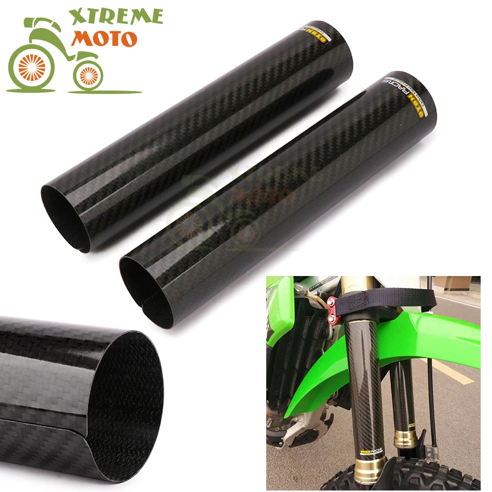 240*52mm Carbon Fiber Front Fork Shock Absorption Guard Wrap Cover For