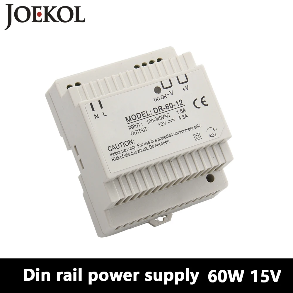DR-60 Din Rail источник питания 60 Вт 15 в 4A импульсный AC 110 В/220 В трансформатор DC ac dc