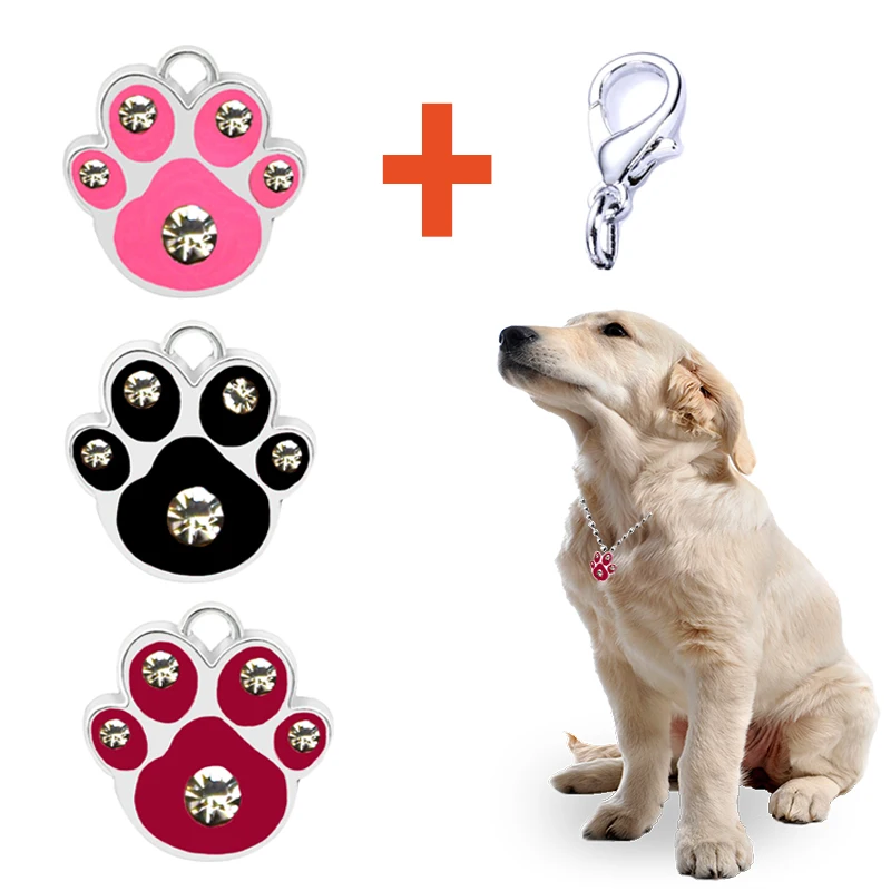 Fashion pet dog collar Rhinestone Collar Paw Charm With Lobster Clasp Jewelry Accessories Necklace Pendants Pet Supplies | Дом и сад