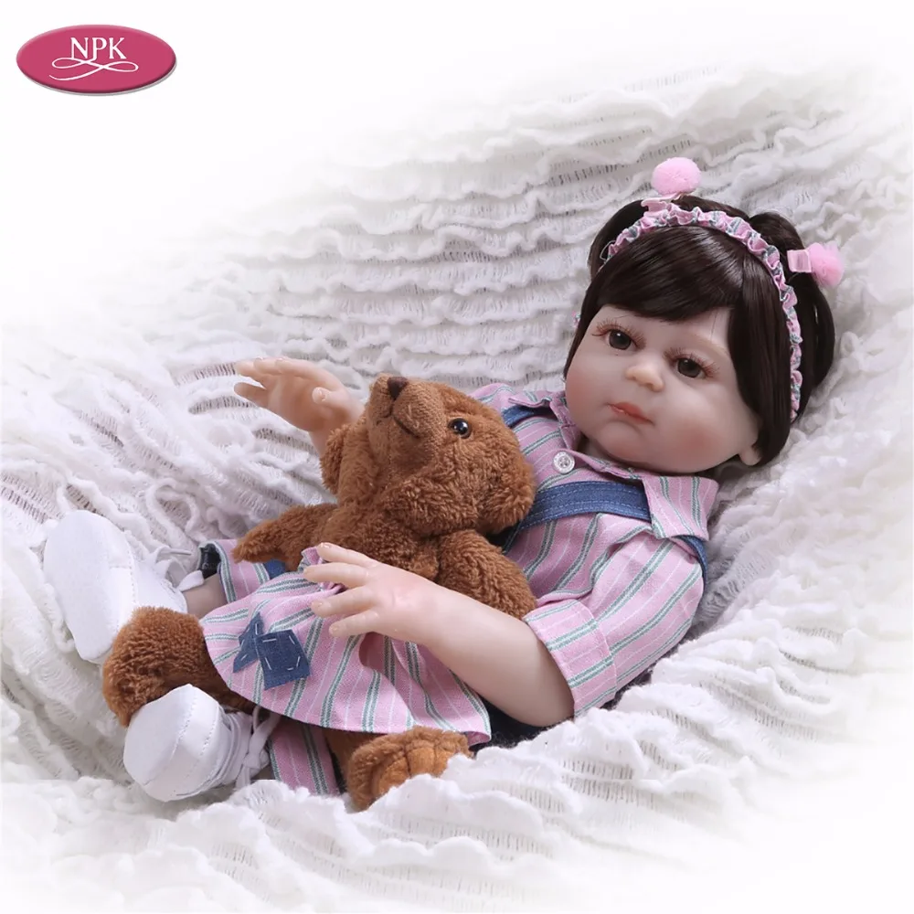 

NPK Lifelike 19inch Full Body Silicone Girl Reborn Babies Doll Bath Toys Children XMAS Gifts Realista Bebe Bonecas Reborn Bebe