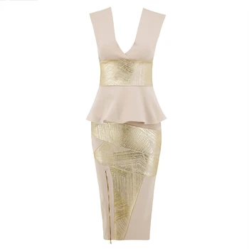 

Sexy Ruffles Celebrity Party Dress 2019 New Summer Women Bodycon Set Sleeveless V-Neck Front Zipper Bandage Dress Women Vestido