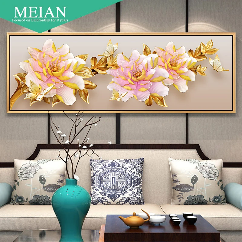 

Meian Peony Flowers Special Full DIY Diamond Painting Diamond Embroidery Cross Stitch Diamond Mosaic Bead Picture Home Decor