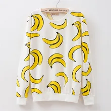 New 2017 autumn style Hoodies women Banana print women s o neck tracksuits Hoodies harajuku women