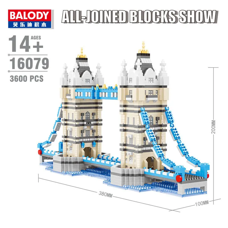 Balody Mini Blocks World Architecture Bricks Building Toy Brinquedos for Children Christmas Gifts London Bridge Model 16079 | Игрушки и