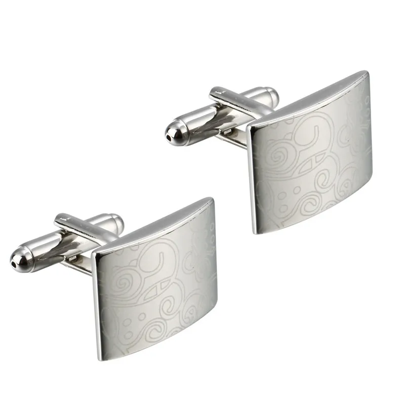 

C-MAN Luxury shirt square Silver laser cufflink for mens Brand cuff buttons cuff links High Quality abotoaduras Jewelry