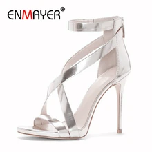 ENMAYER Basic Casual Zip Luxury Shoes Дизайнерские туфли для женщин Женские сандалии на высоком кабл