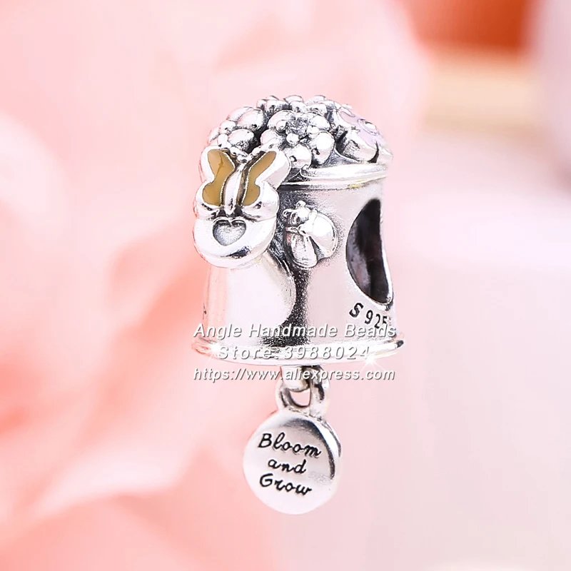 

2019 Spring S925 Sterling Silver Blooming Watering Can With Multi-Coloured Enamel Charm bead Fits All European DIY Bracelets