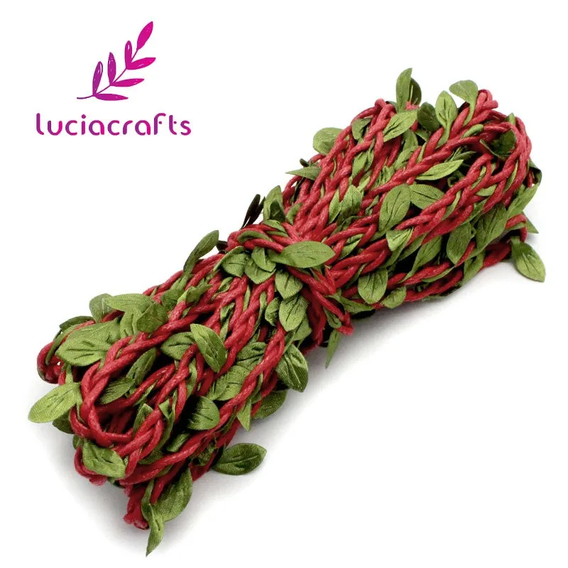 Lucia crafts ширина 1 см DIY воск шнур с листьями упаковочный материал домашняя декоративная веревка 2 ярдов/партия W0805