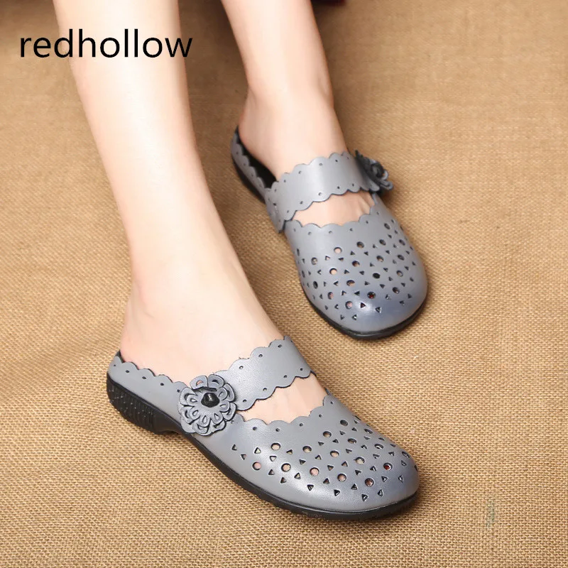 

Summer Sandals Women Ethnic Handmade Shoes Flat Ladies Sandals Real Leather Sandals Hollow Out Breathable Woman Casual Shoes