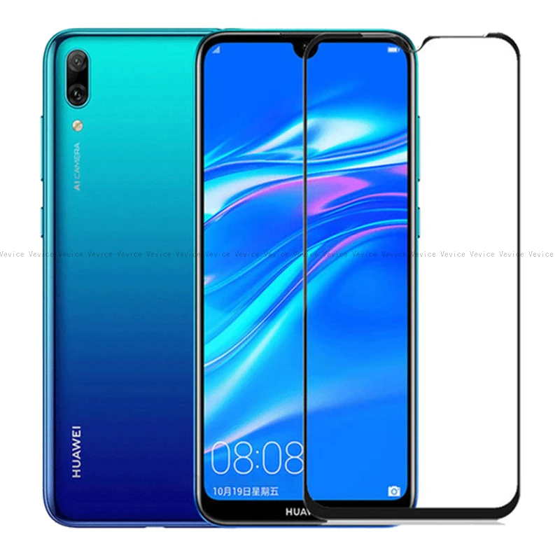 Полное покрытие из закаленного стекла для Huawei Y6 Y7 Pro Y9 2019 Защитная пленка Y5 Prime